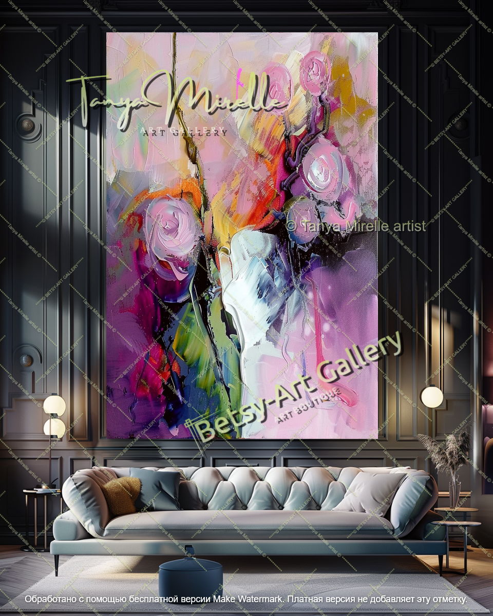 Colorful Abstract Floral Painting Home Decor