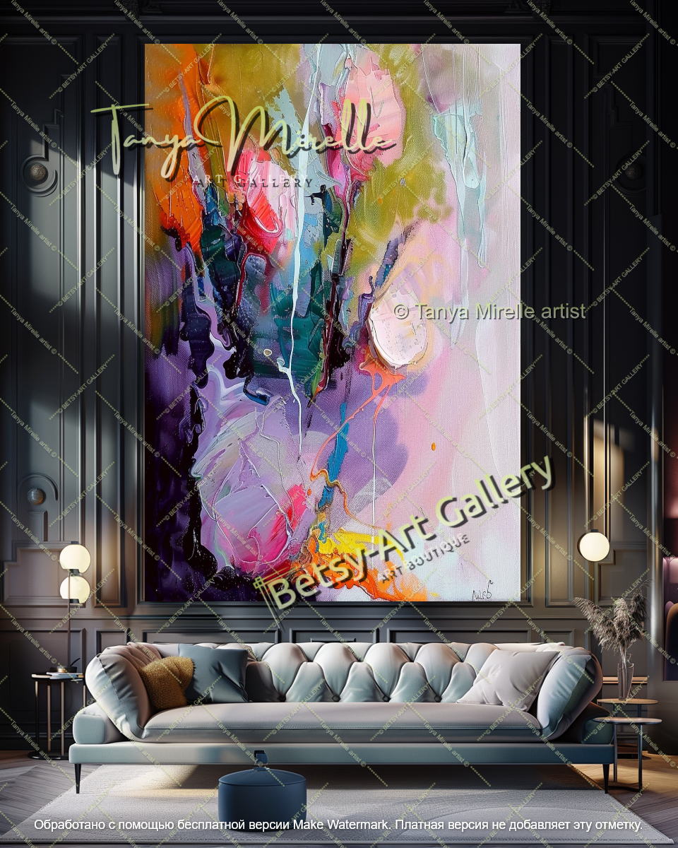 Colorful Abstract Floral Painting Home Decor