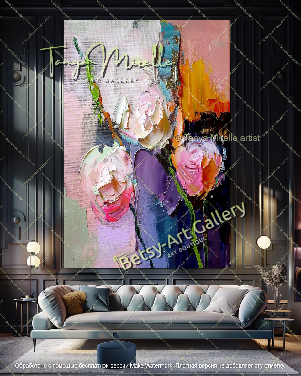 Luxury Floral Abstract Wall Art Large Canvas