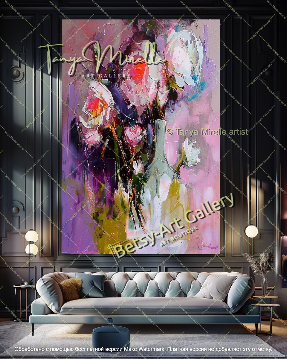 Luxury Floral Abstract Wall Art Large Canvas