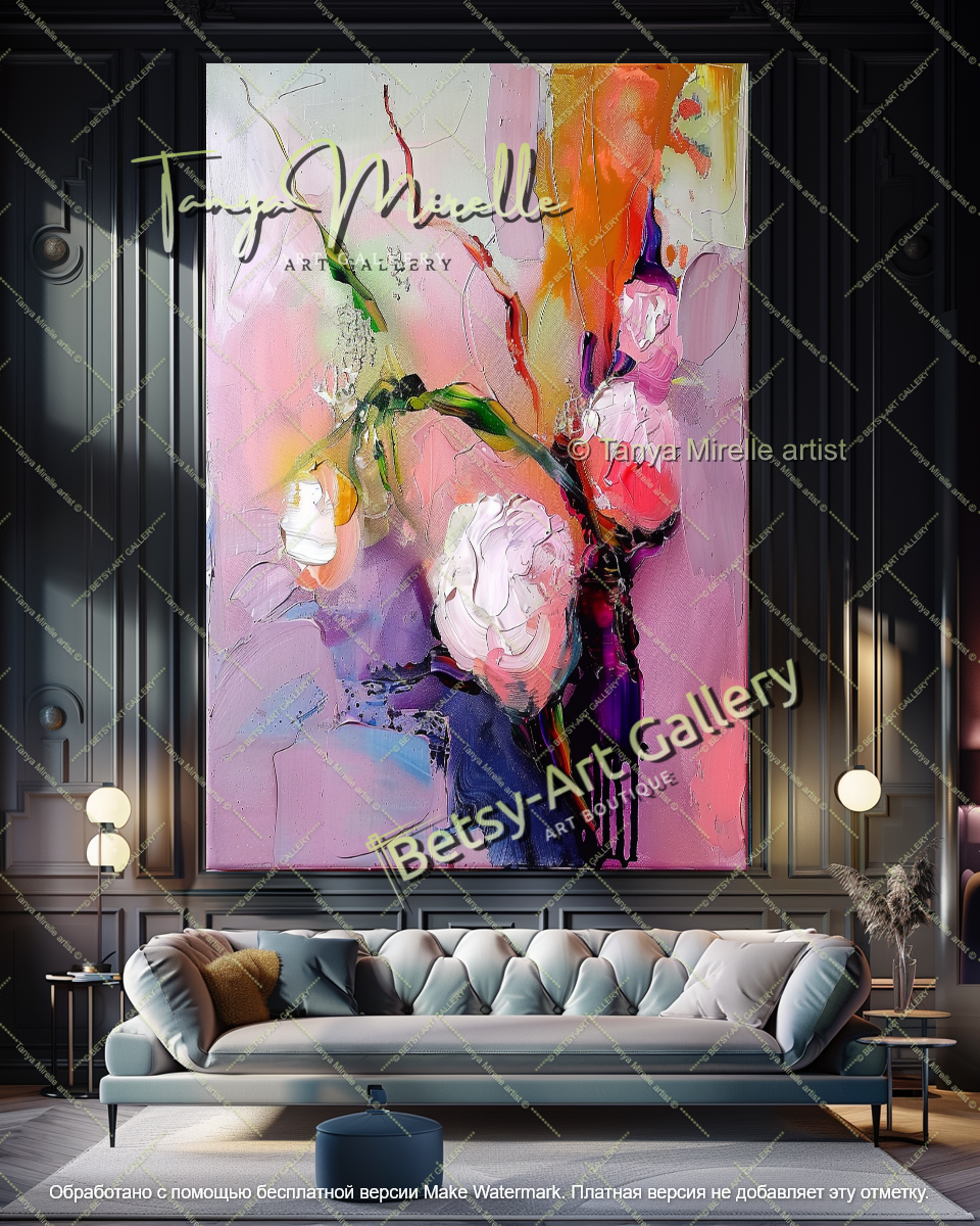Luxury Floral Abstract Wall Art Large Canvas