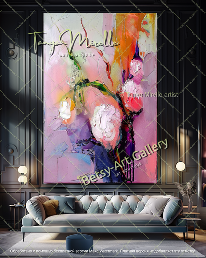 Luxury Floral Abstract Wall Art Large Canvas
