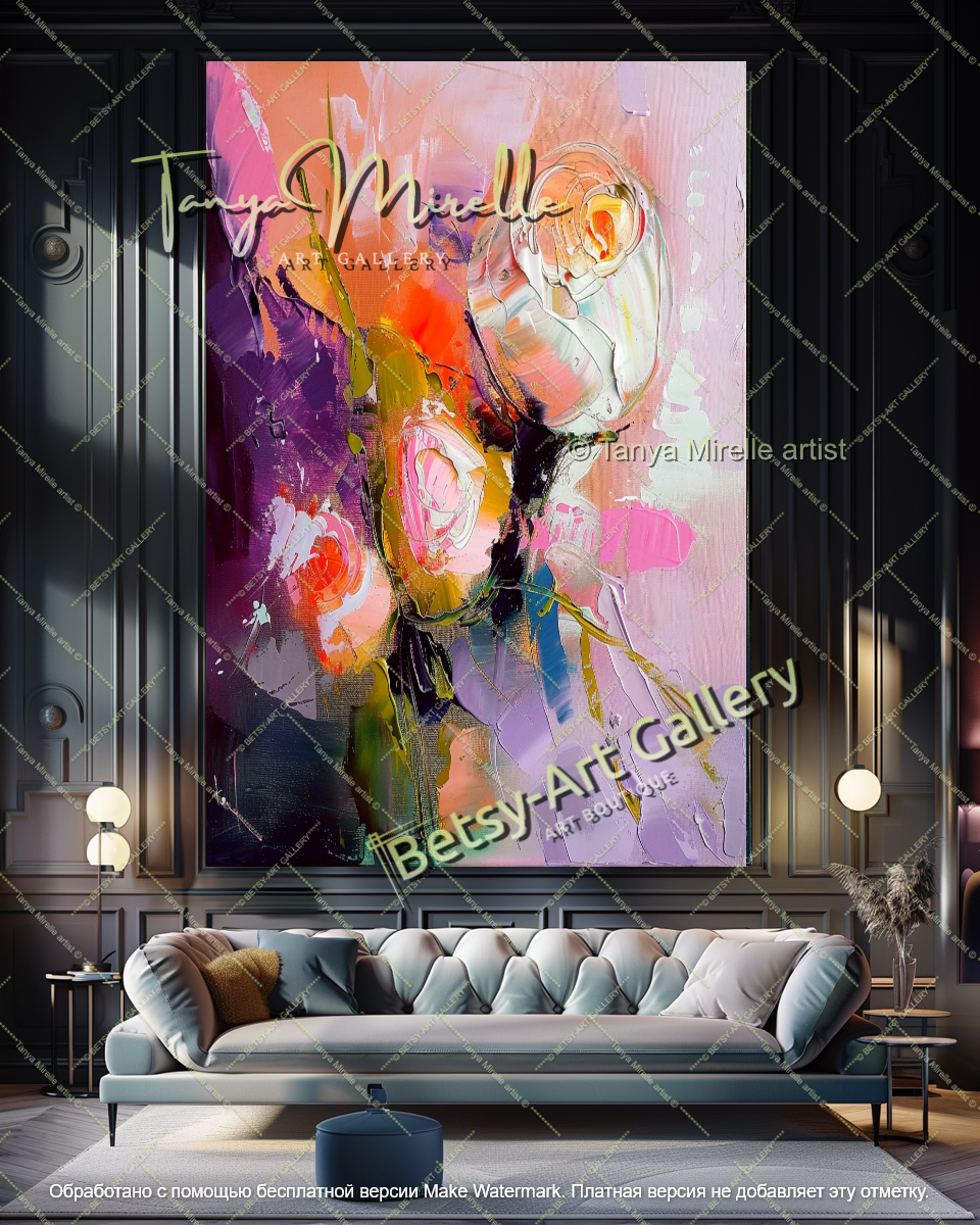 Luxury Floral Abstract Wall Art Large Canvas