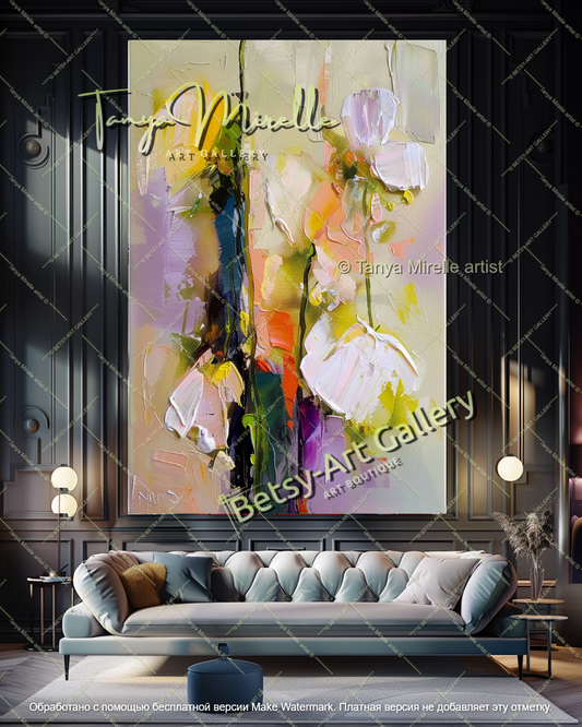 Vibrant Floral Wall Art Modern Abstract Painting