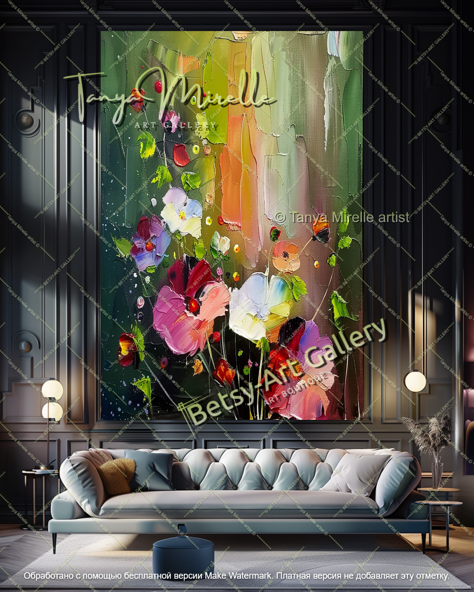 Oversized Floral Wall Art Contemporary Painting