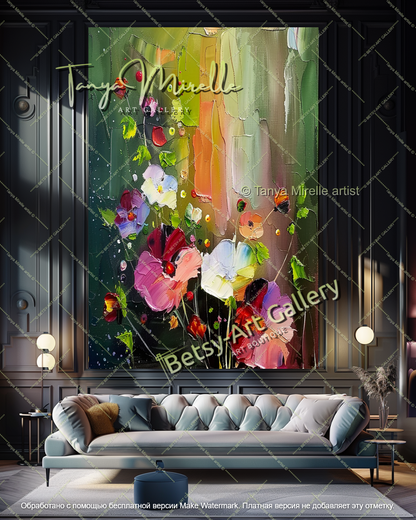 Oversized Floral Wall Art Contemporary Painting