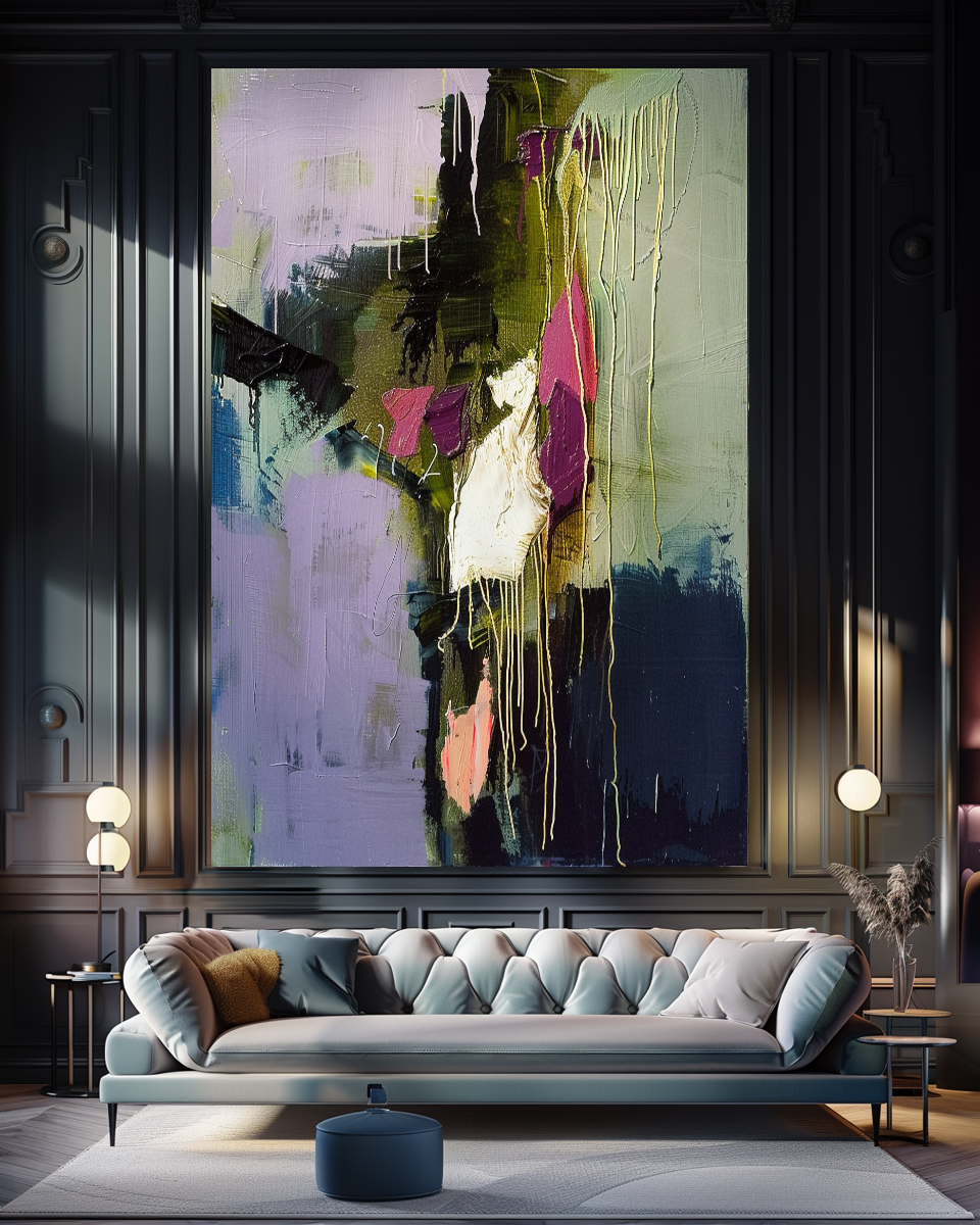 Vivid Abstract Impasto Oil Painting – Modern Textured Canvas Art for Living Room