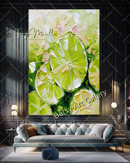 Citron Impasto Painting – Modern Abstract Fruit Wall Art #134