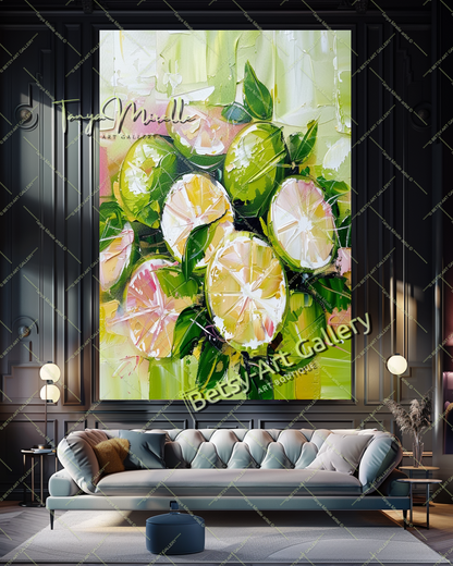 Citron Impasto Painting – Modern Abstract Fruit Wall Art #134