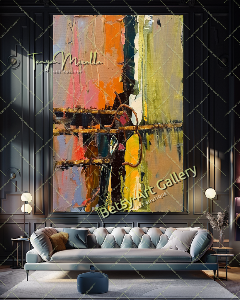 Colorful Abstract Painting – Contemporary Wall Art #136 – Large – Oil on Canvas – {{ product.title }} canvas artwork by Tanya Mirelle – modern wall decor – original artwork for home, living room, office, or gallery – original artwork by BETSY-ART GALLERY