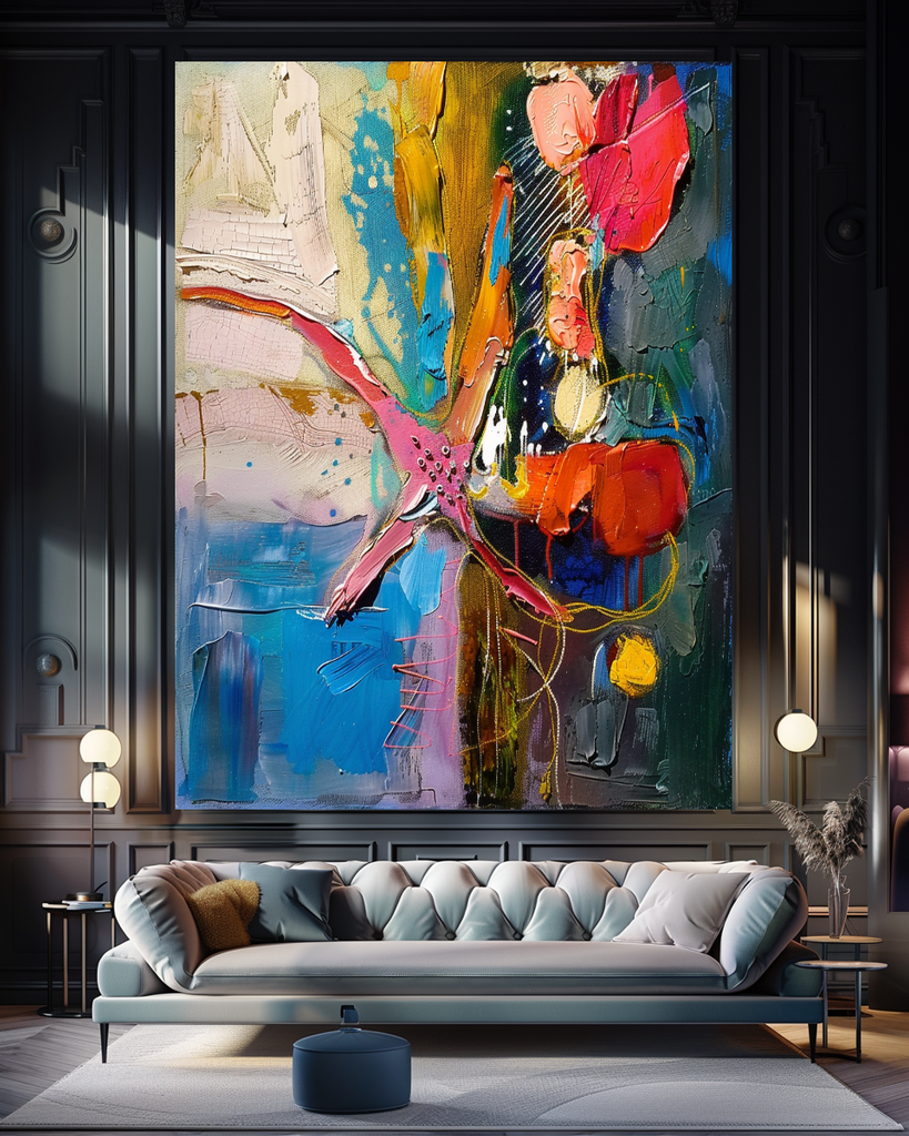 Abstract Underwater World Impasto Oil Painting - Starfish and Coral Coastal Art for Contemporary Spaces – Large – Oil on Canvas – {{ product.title }} canvas artwork by Tanya Mirelle – modern wall decor – original artwork for home, living room, office, or gallery – original artwork by BETSY-ART GALLERY