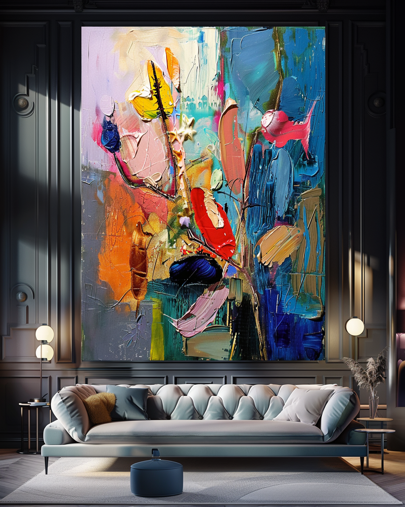 Abstract Underwater World Impasto Oil Painting - Starfish and Coral Coastal Art for Contemporary Spaces – Large – Oil on Canvas – {{ product.title }} canvas artwork by Tanya Mirelle – modern wall decor – original artwork for home, living room, office, or gallery – original artwork by BETSY-ART GALLERY