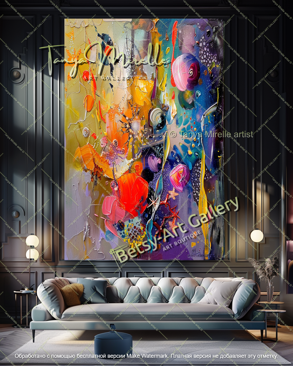 Modern Home Decor Underwater Floral Abstract Painting