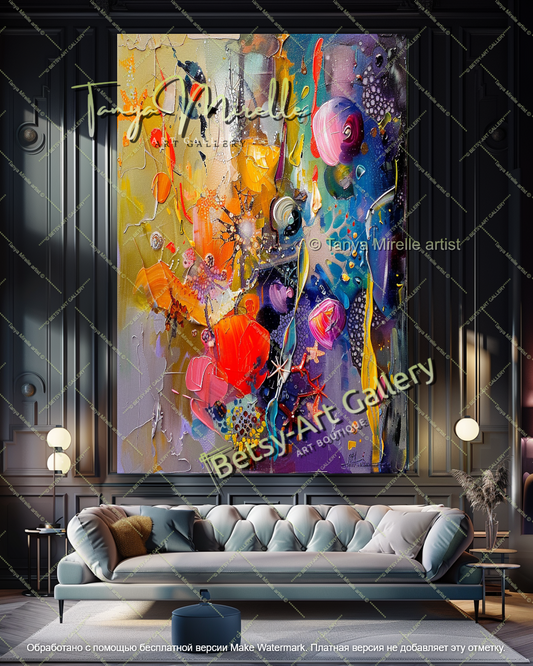 Modern Home Decor Underwater Floral Abstract Painting