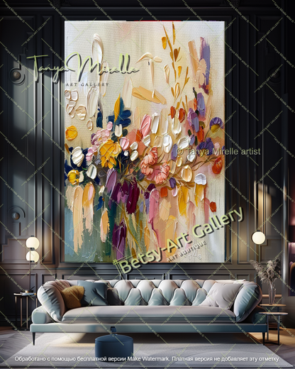 Contemporary Flower Canvas Art Textured Painting