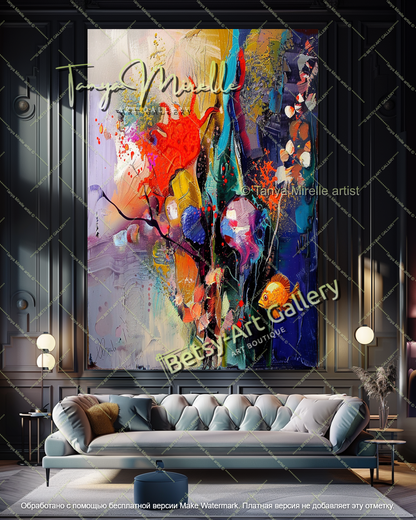 Modern Home Decor Underwater Floral Abstract Painting