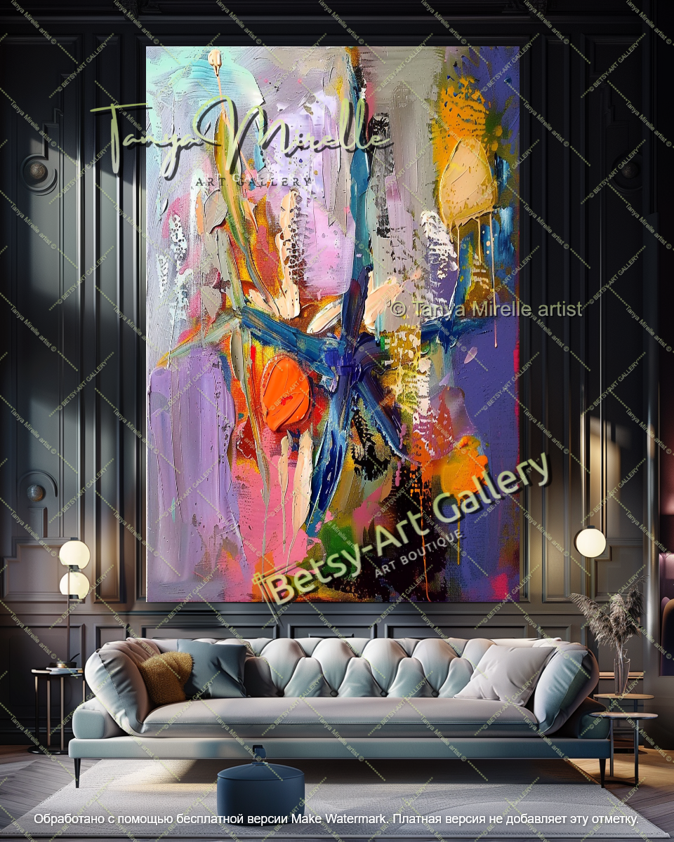 Modern Home Decor Underwater Floral Abstract Painting