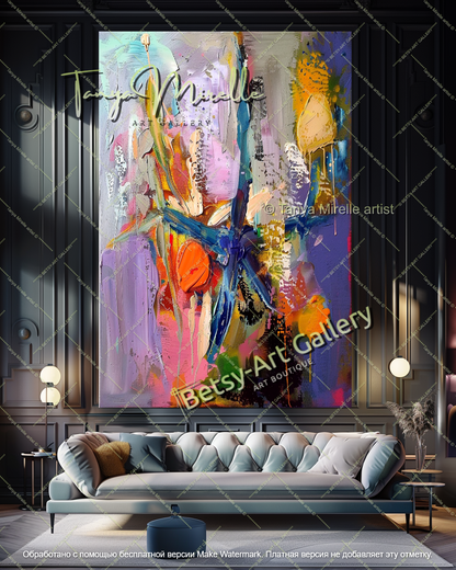 Modern Home Decor Underwater Floral Abstract Painting