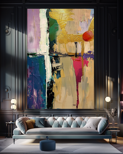 Abstract Impasto Oil Painting on Canvas - Vibrant Modern Wall Art for Living room