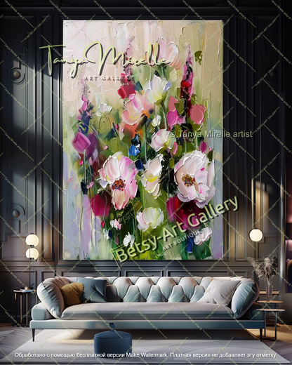 Contemporary Floral Canvas Art Large Painting