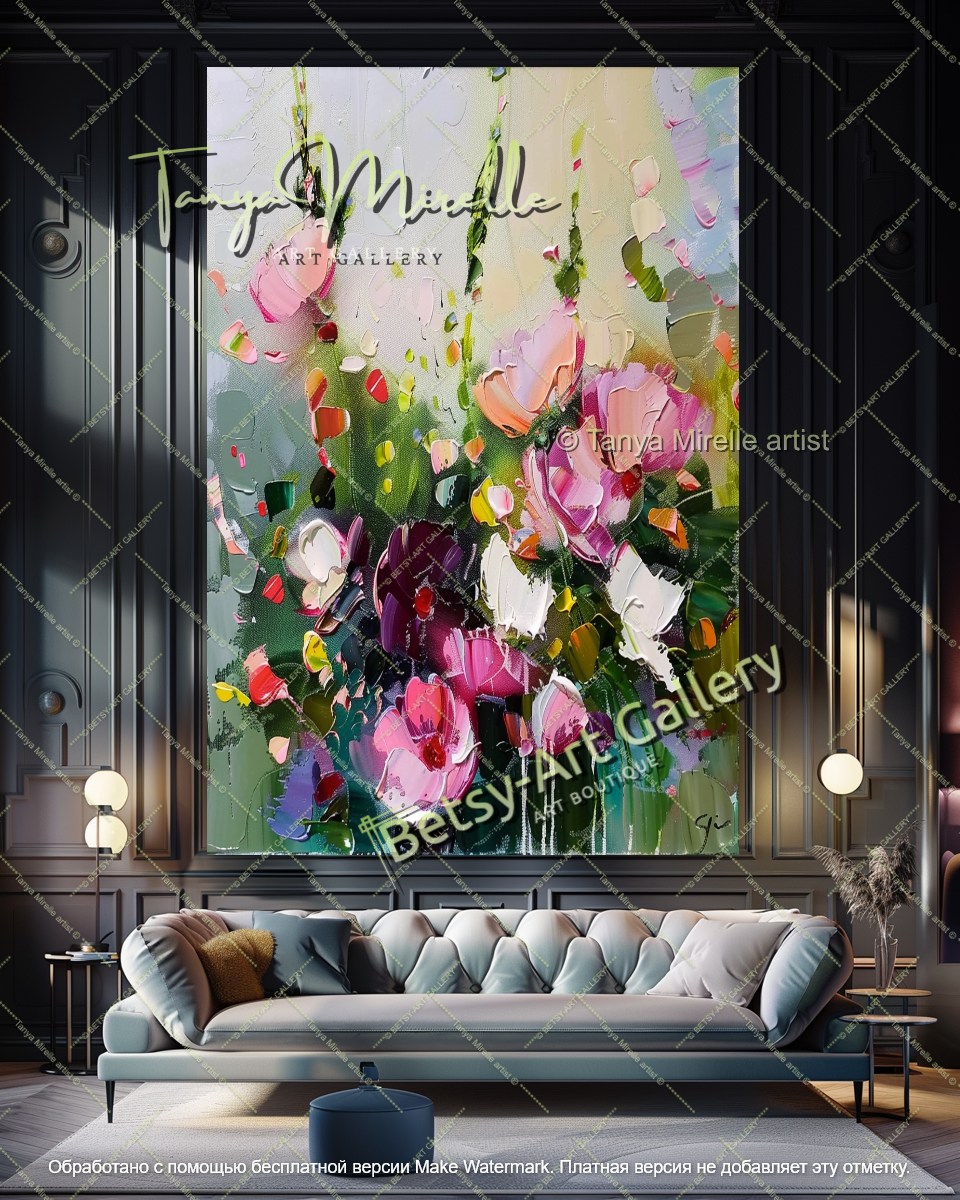 Contemporary Floral Canvas Art Large Painting