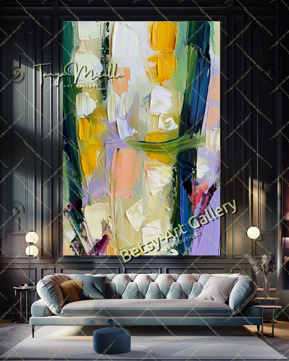 Popcorn Abstract Painting – Modern Floral Artwork #139