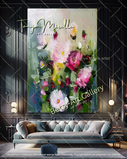 Contemporary Floral Canvas Art Large Painting