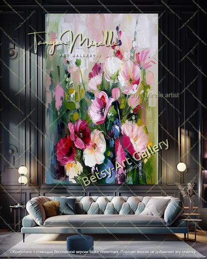 Contemporary Floral Canvas Art Large Painting