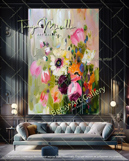 Vibrant Abstract Flower Wall Art Canvas