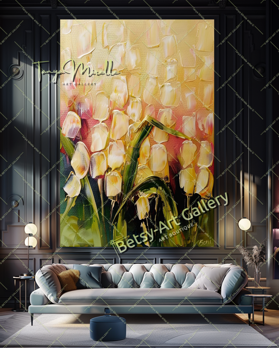 Popcorn Abstract Painting – Modern Floral Artwork #140