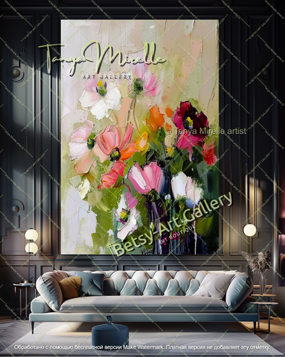 Vibrant Abstract Flower Wall Art Canvas