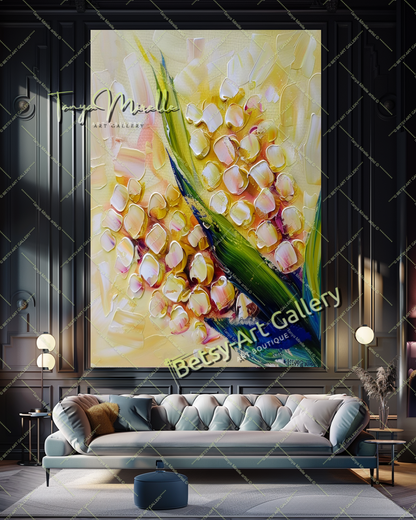 Popcorn Abstract Painting – Modern Floral Artwork #140