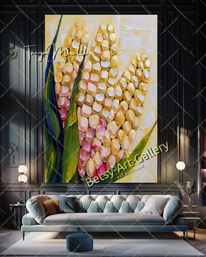 Popcorn Abstract Painting – Modern Floral Artwork #140