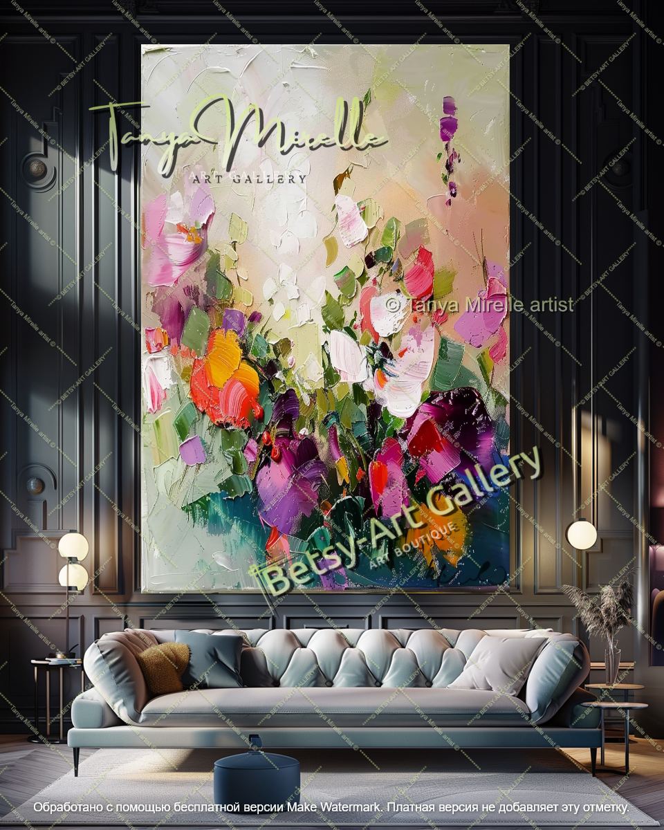 Vibrant Abstract Flower Wall Art Canvas