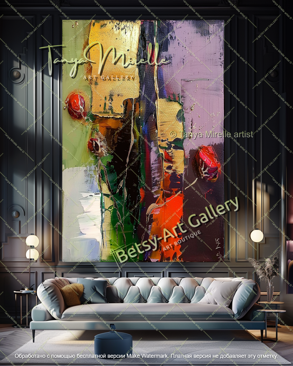 Bold Color Floral Abstract Canvas Painting