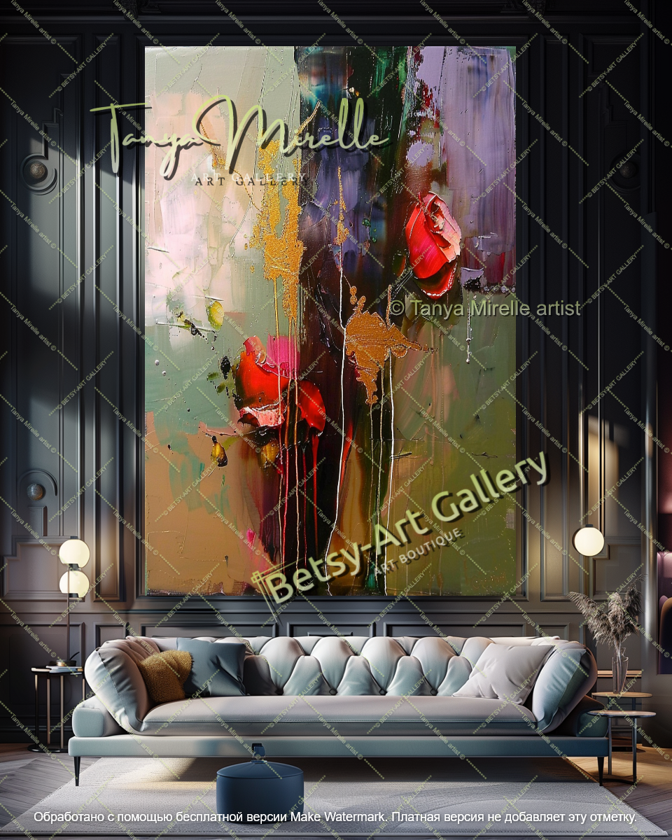 Bold Color Floral Abstract Canvas Painting