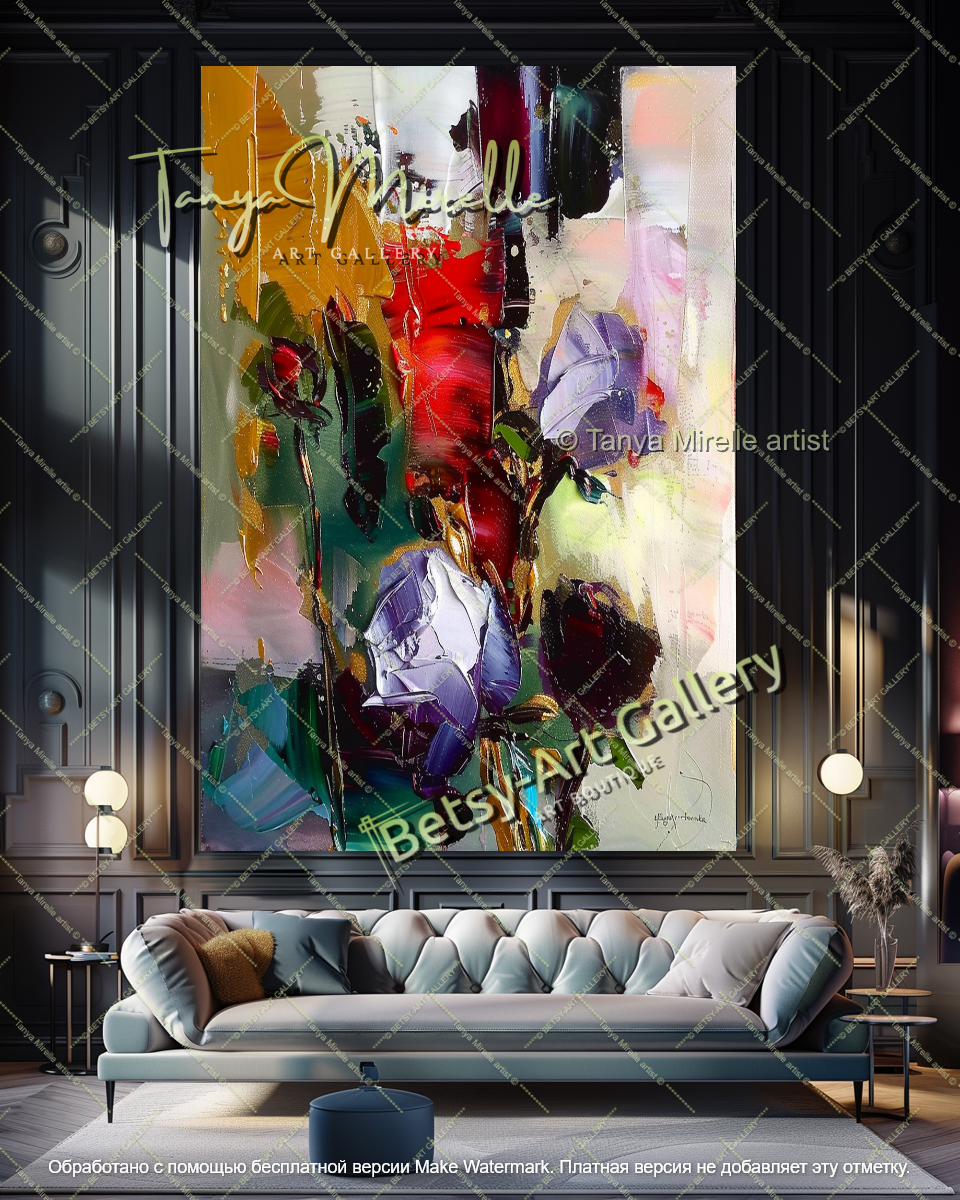 Bold Color Floral Abstract Canvas Painting