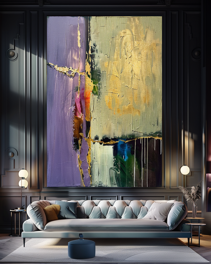 Vivid Abstract Impasto Oil Painting – Modern Textured Canvas Art for Living Room
