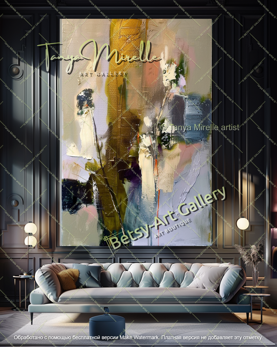 Luxury Textured Floral Wall Art Canvas