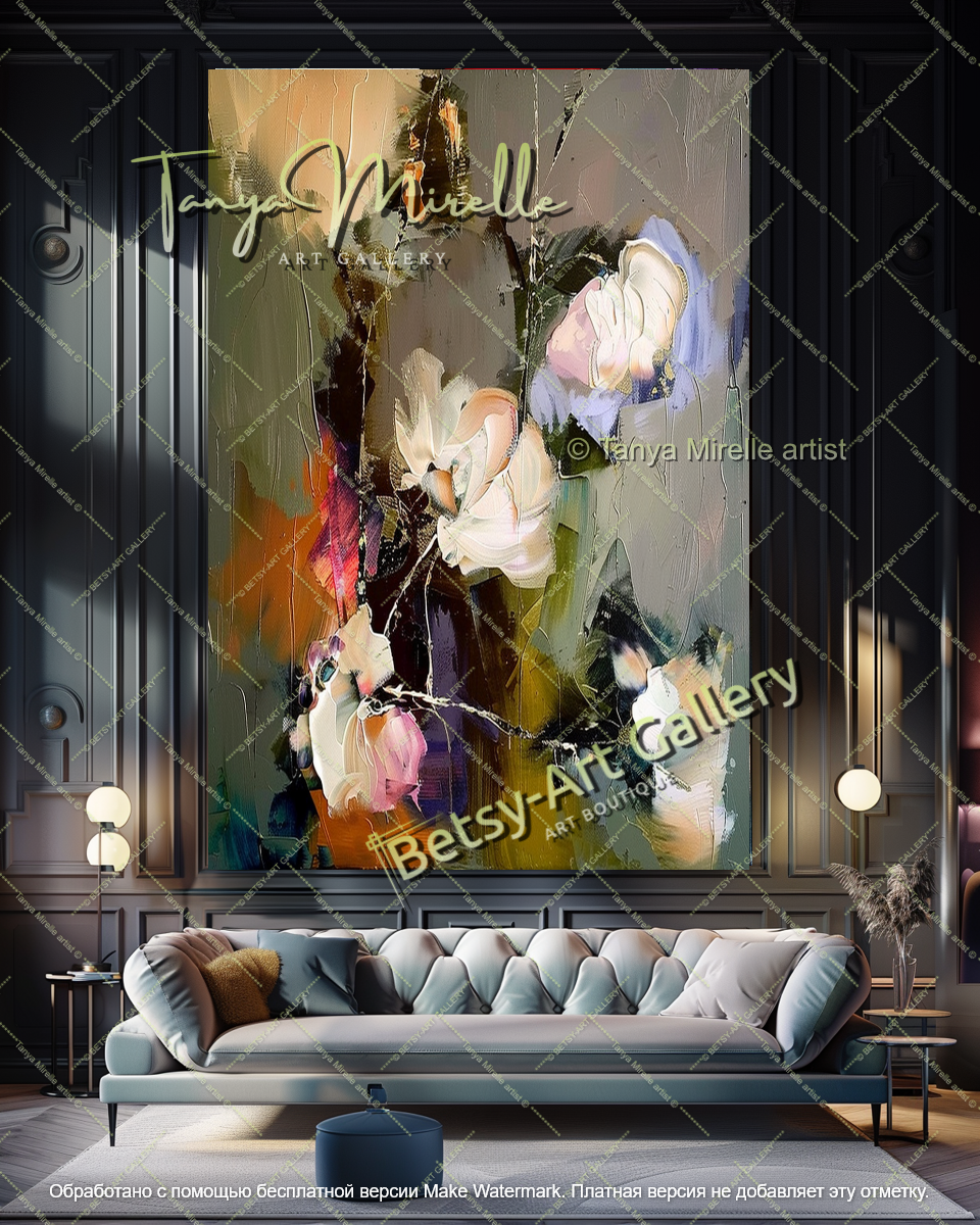 Large Floral Art Modern Wall Decor Painting