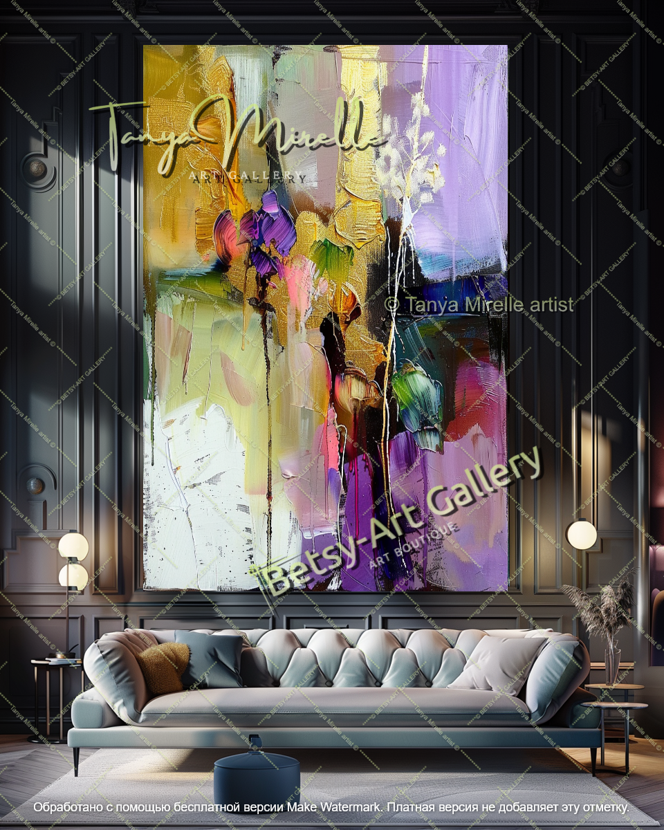 Abstract Flower Painting Textured Modern Canvas