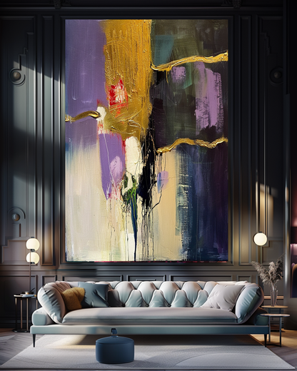 Vivid Abstract Impasto Oil Painting – Modern Textured Canvas Art for Living Room