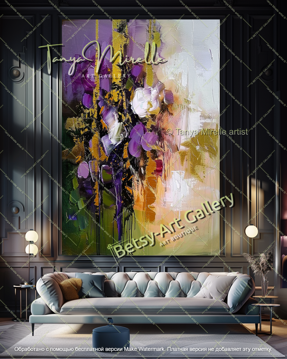 Abstract Flower Painting Textured Modern Canvas