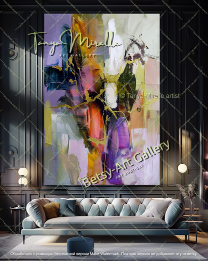 Abstract Flower Painting Textured Modern Canvas