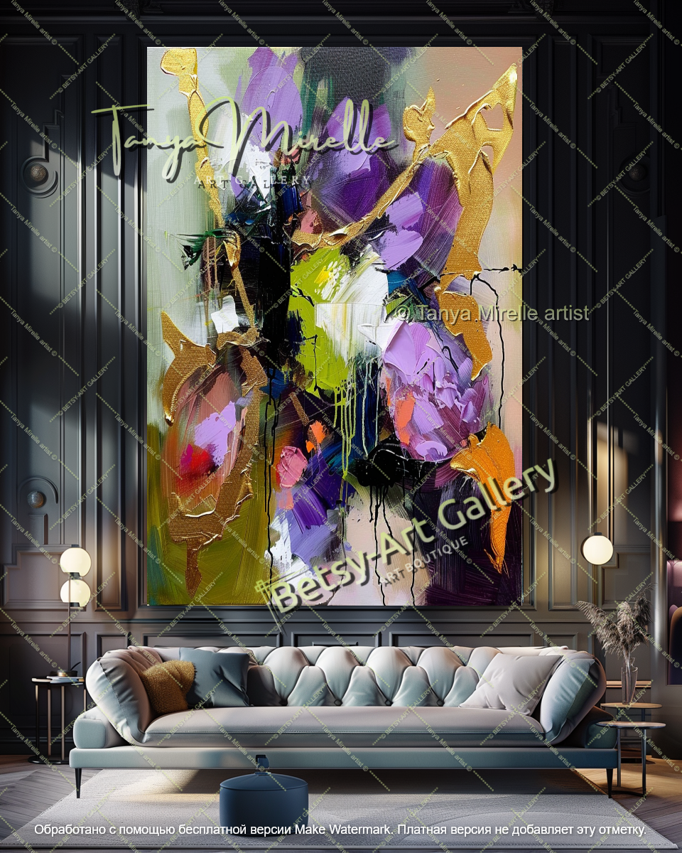 Colorful Floral Oil Painting Contemporary Art