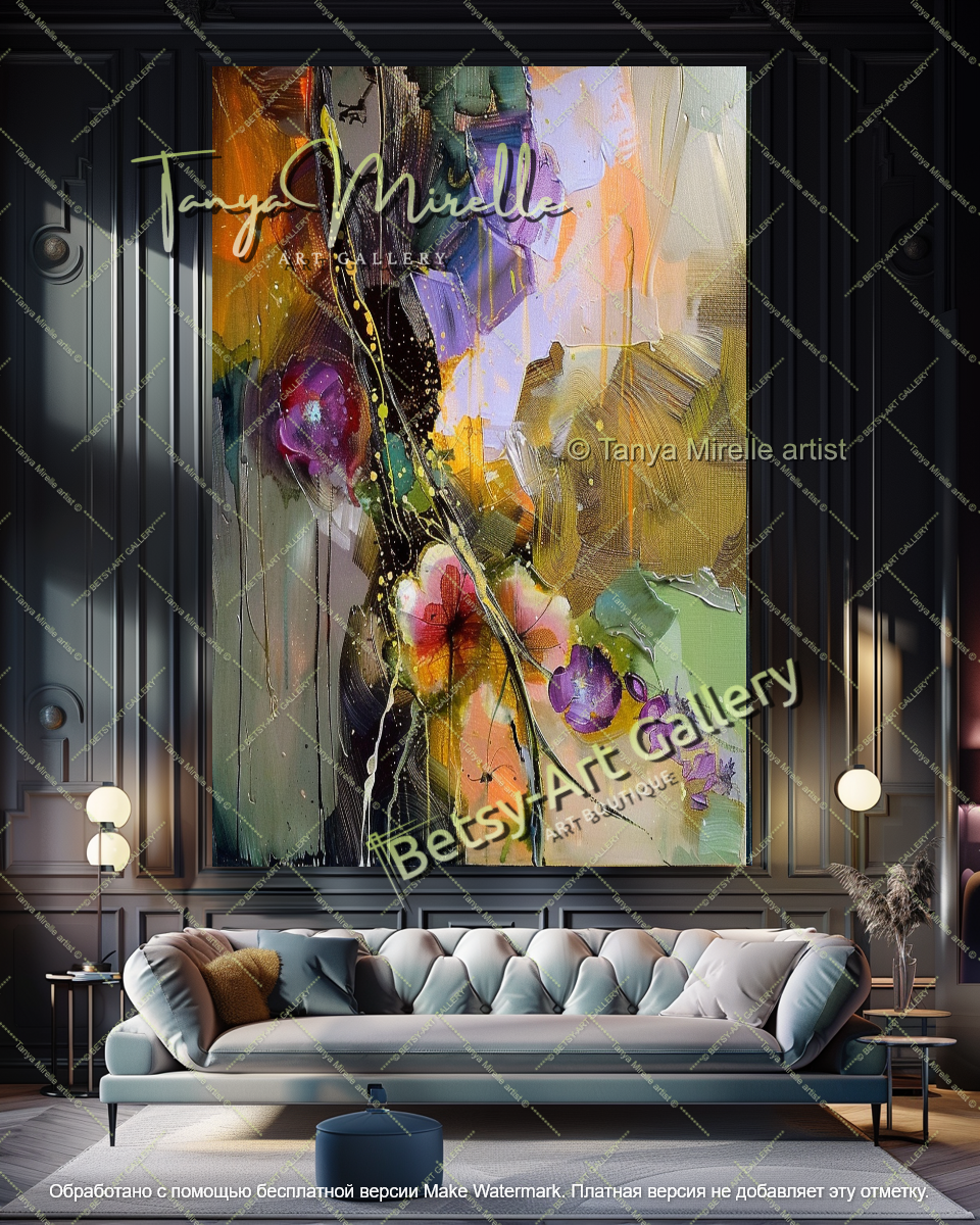 Colorful Floral Oil Painting Contemporary Art