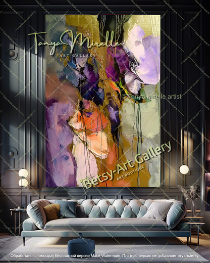Colorful Floral Oil Painting Contemporary Art
