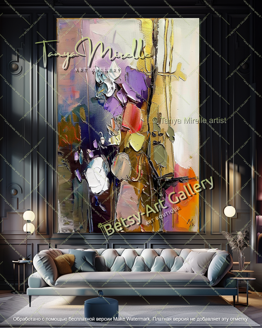 Colorful Floral Oil Painting Contemporary Art