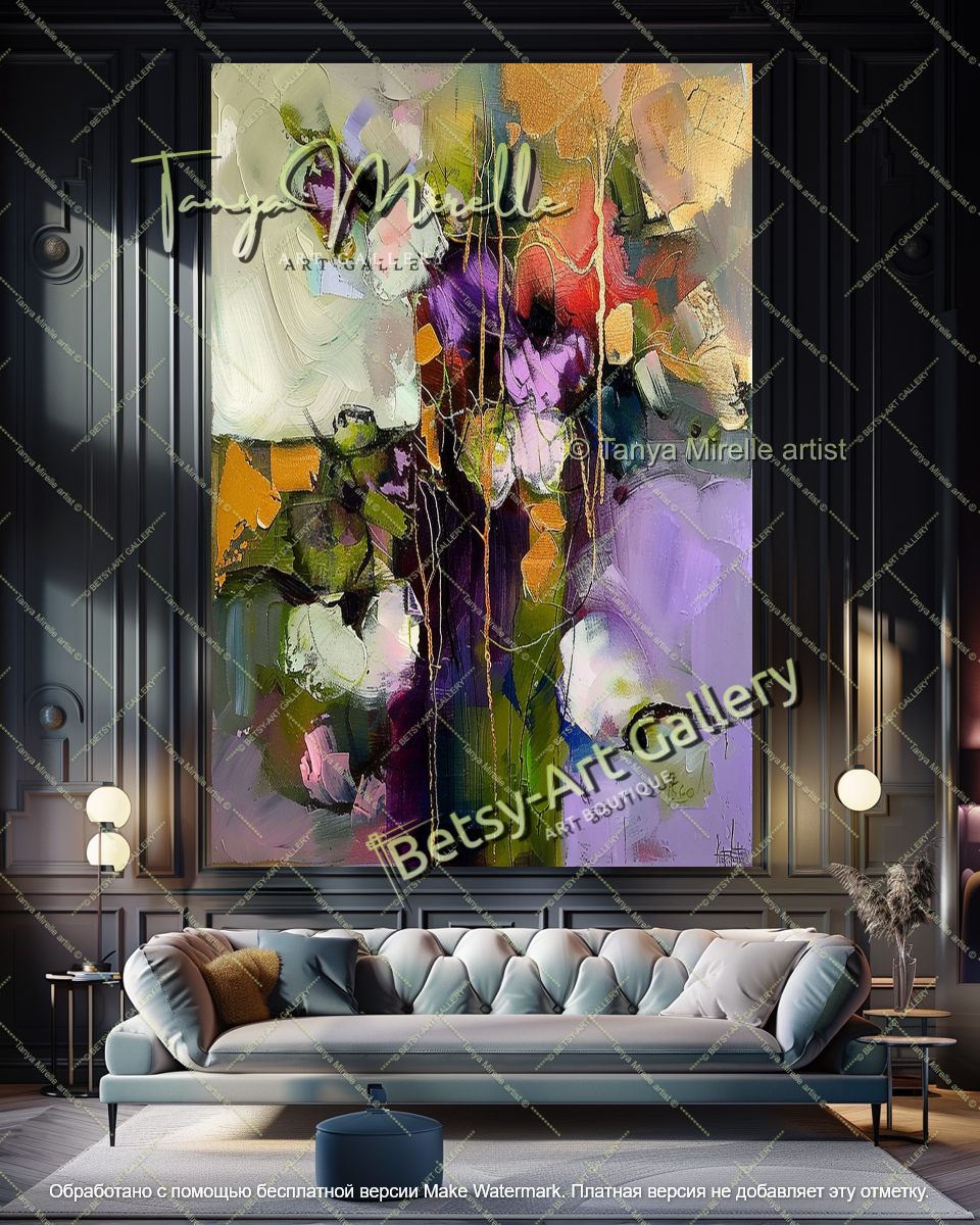 Modern Abstract Floral Artwork Large Canvas