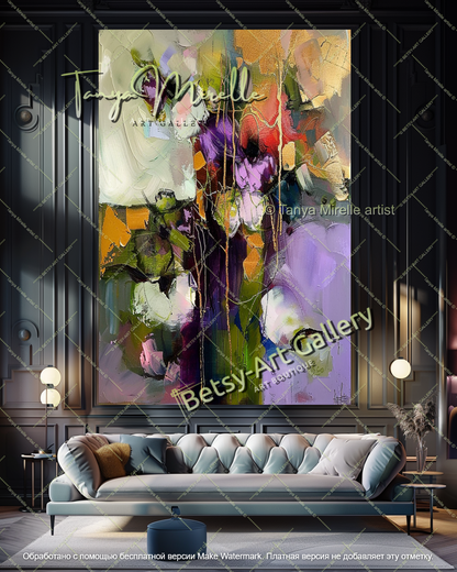 Modern Abstract Floral Artwork Large Canvas